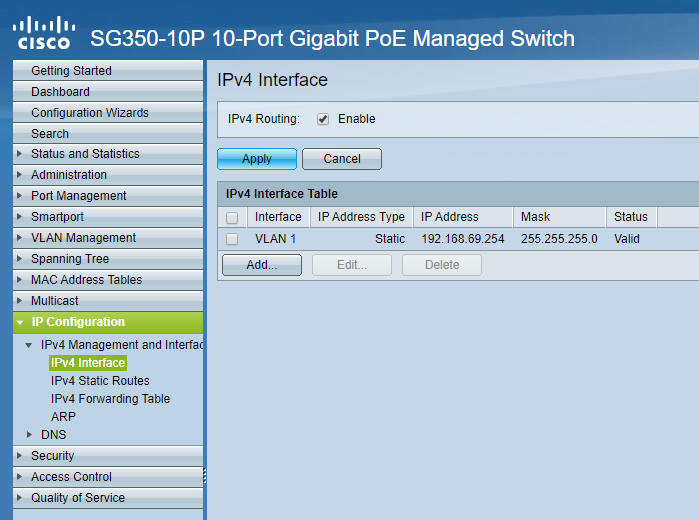 SG350 IPv4 Correct Settings