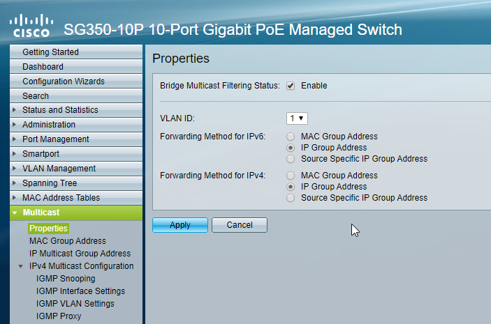 SG350 Bridge Multicast Filtering