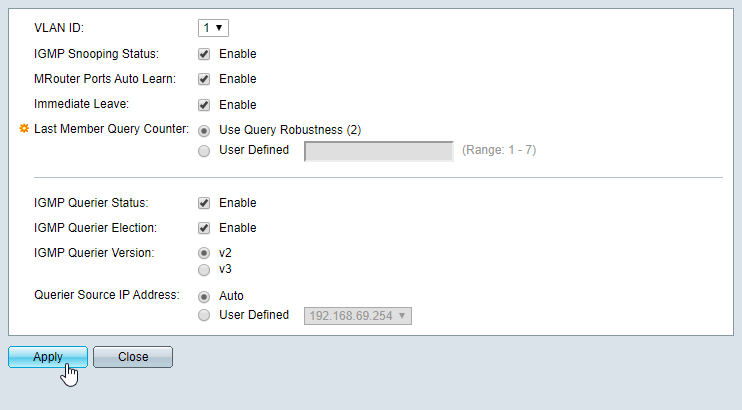 SG350 IGMP VLAN Snooping Settings