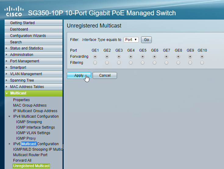 SG350 Forwarding