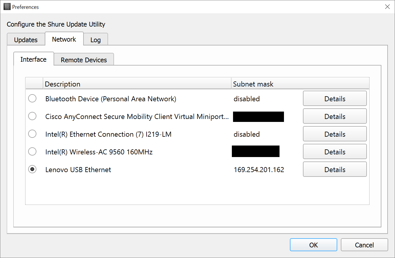 SUU Network Settings Tab